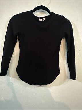 LNA Black Ribbed Long Sleeve Thermal Top Size Small Made in USA